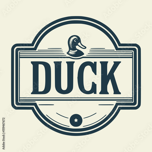 vintage duck print poster retro label emblem badge vector illustration template design