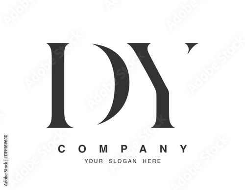 DY logo design. Initial letter d and y serif font style. Creative classic company name typography. Trendy logotype or identity. photo