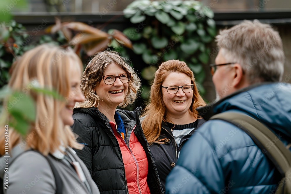 Group of friends talking and laughing together in the city. People having fun outdoors. Group of friends talking and laughing together in the city. People having fun outdoors.