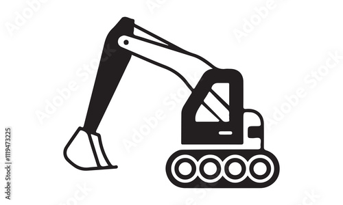 Excavator icon vector illustration -Cricut Isolated on white background Vector illustration for Cutting Machine,Typography Calligraphy , Silhouette Cameo, Hand drawn lettering phrase isolated on white