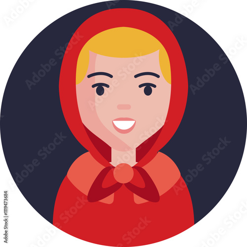 An icon representing the beloved fairy tale character, featuring a girl in a red hooded cape.