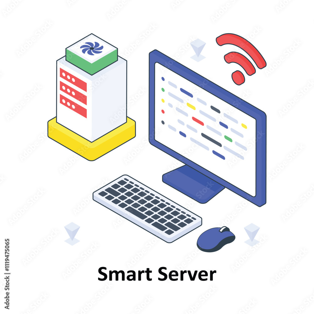 Smart Server isometric Colored illustration. EPS File stock illustration Smart Server isometric Colored illustration. EPS File stock illustration