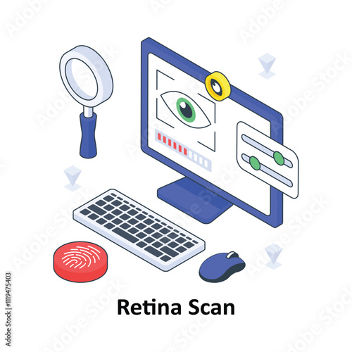 Retina Scan isometric Colored illustration. EPS File stock illustration