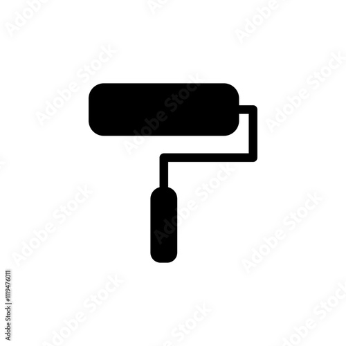 roll paint brush icon, flat style pictogram icon for mobile app ui or ux, vector illustration logo symbol design sign, isolated on white