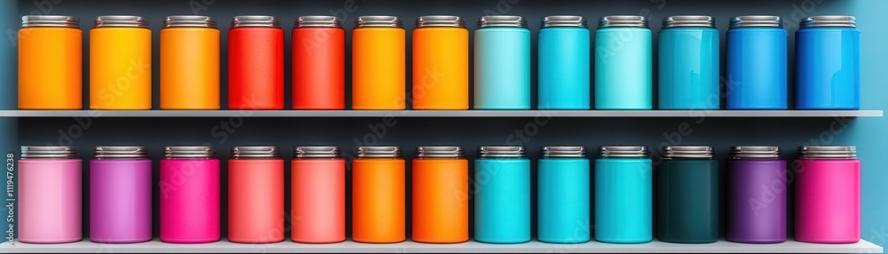 retail and customers concept. Retail shelves stocked with neatly organized products, visually appealing, 3D illustration retail and customers concept. Retail shelves stocked with neatly organized products, visually appealing, 3D illustration