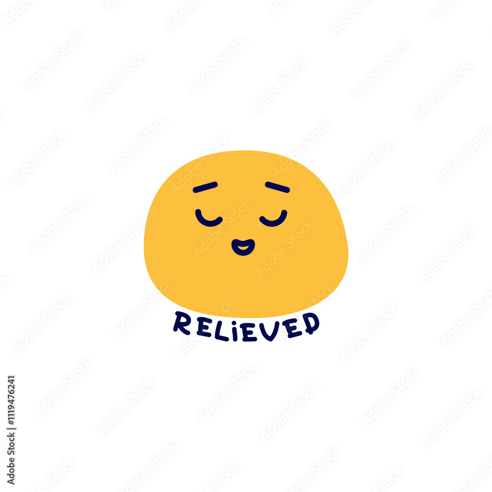 Fototapeta premium Vector illustration of abstract emotion. Minimal character symbol depicting an emotional state and text. Simple flat symbol for emotional intelligence design.