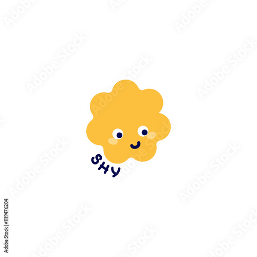 Vector illustration of abstract emotion. Minimal character symbol depicting an emotional state and text. Simple flat symbol for emotional intelligence design.