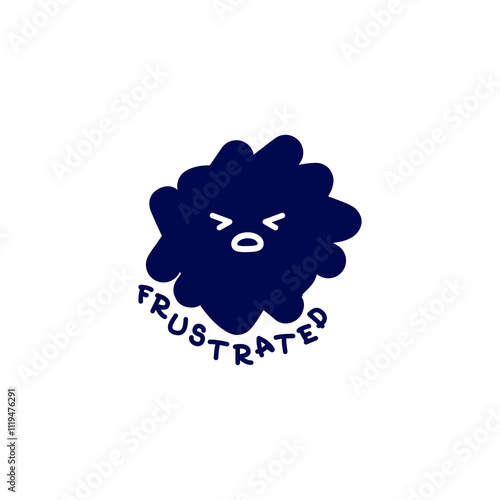 Vector illustration of abstract emotion. Minimal character symbol depicting an emotional state and text. Simple flat symbol for emotional intelligence design.