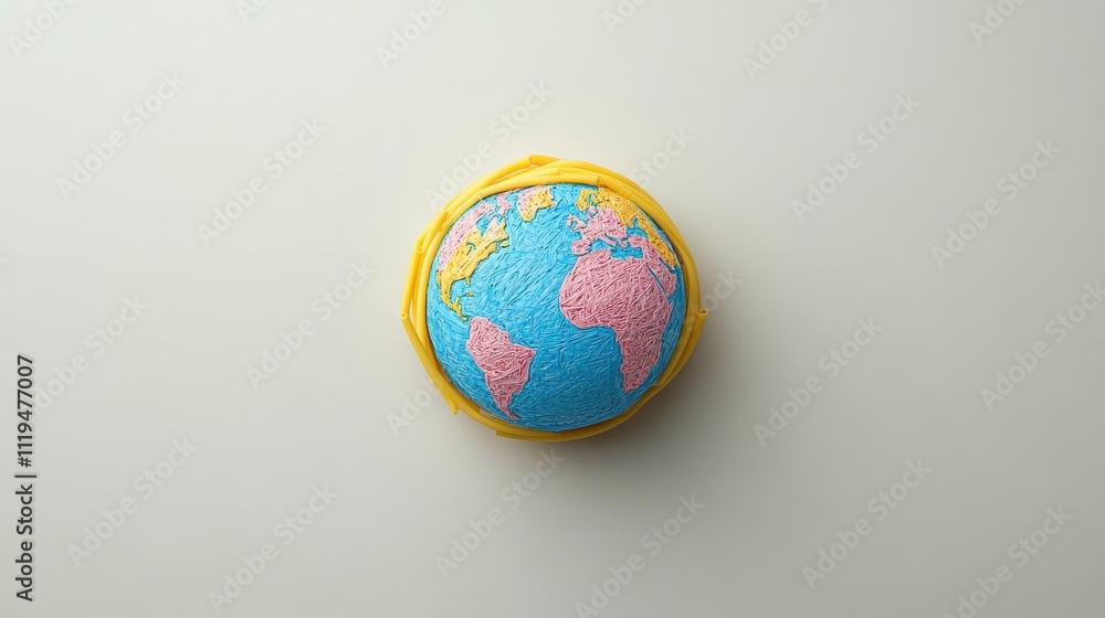 Colorful Globe Design with Plastic Straws Colorful Globe Design with Plastic Straws