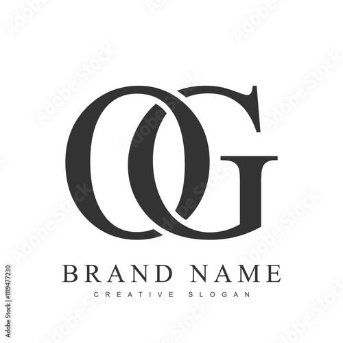 OG trendy logotype template. Initial letter o and g classic font style. Creative logo for company name or identity.
