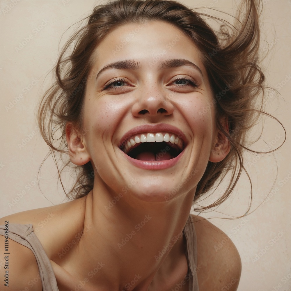 a female face expressing joy and happiness a female face expressing joy and happiness