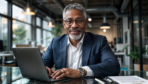 businessman working on laptop