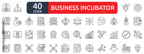 Business incubator icon set