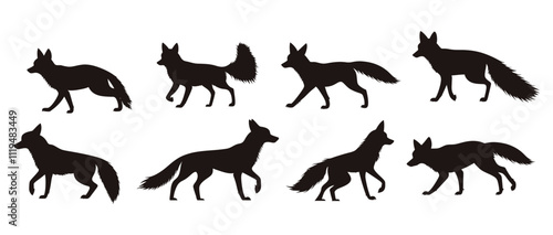 Fox Silhouette Collection Featuring Elegant and Dynamic Wildlife Poses