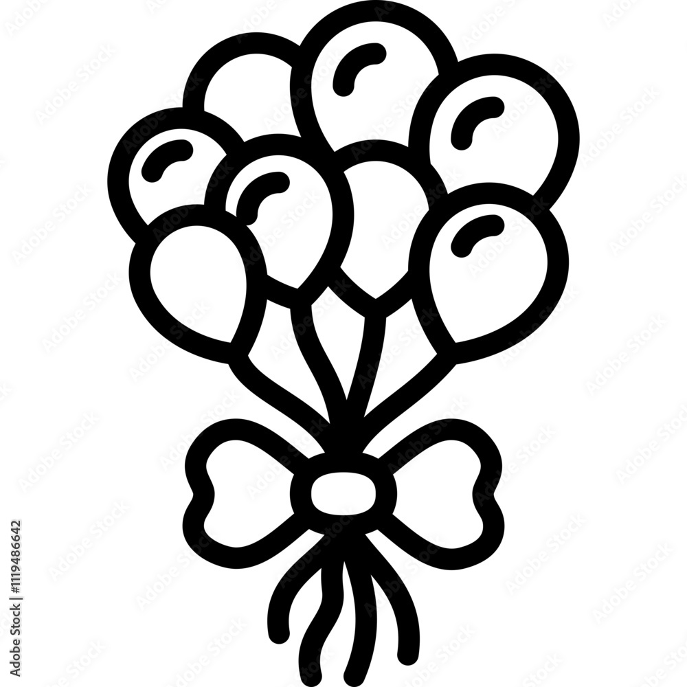 bunch of balloon and bow for celebration and anniversary outline icon bunch of balloon and bow for celebration and anniversary outline icon