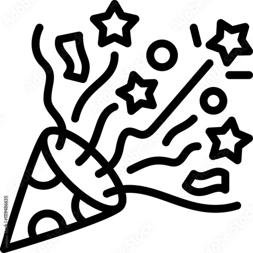 confetti scatter ribbon opening celebrate birthday party outline icon