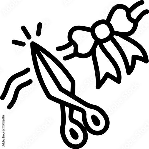 grand opening or ribbon cutting ceremony for launch outline icon