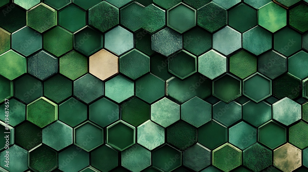 custom made wallpaper toronto digitalA combination of different shades of green hexagons forming an intricate pattern. 