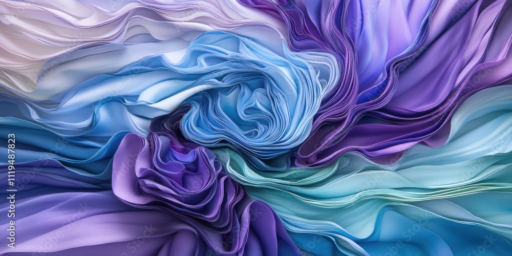 Obraz premium Abstract Swirling Fabric Textures: A Symphony of Blues and Purples
