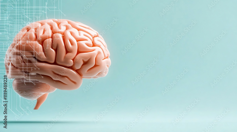 A human brain merging with digital elements, symbolizing the integration of artificial intelligence and human cognition, with glowing data effects. A human brain merging with digital elements, symbolizing the integration of artificial intelligence and human cognition, with glowing data effects.