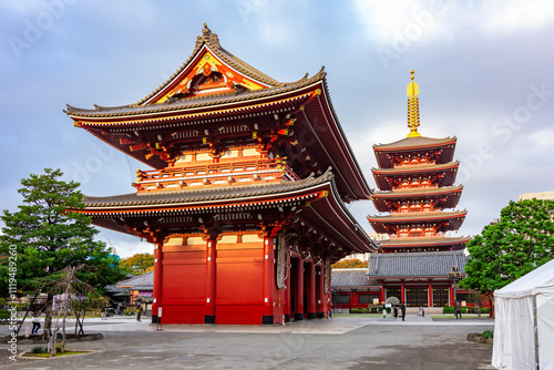 Hozomon gate and Pagoda of Senso-ji temple in Asakusa, Tokyo, Japan