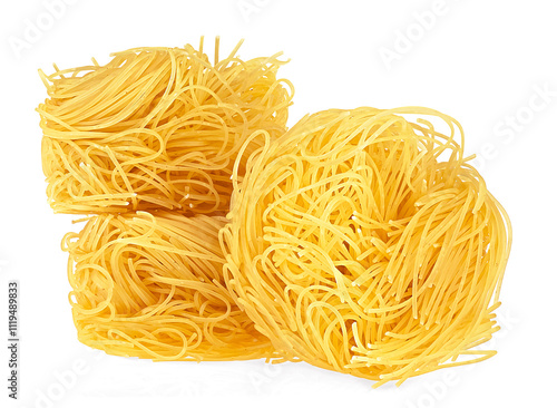 Obraz na plátně Italian tagliatelle pasta nests isolated on a white background