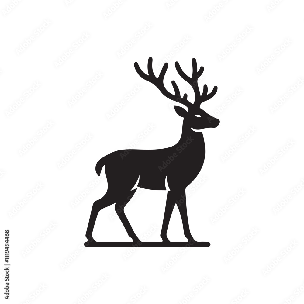 Obraz premium Creative simple Deer silhouette vector Style with white background