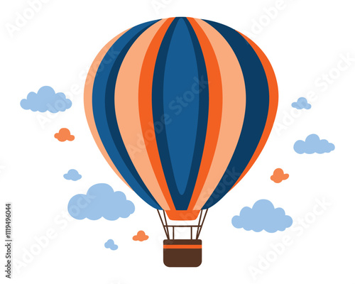 Colorful Hot Air Balloon in the Sky with Floating Clouds