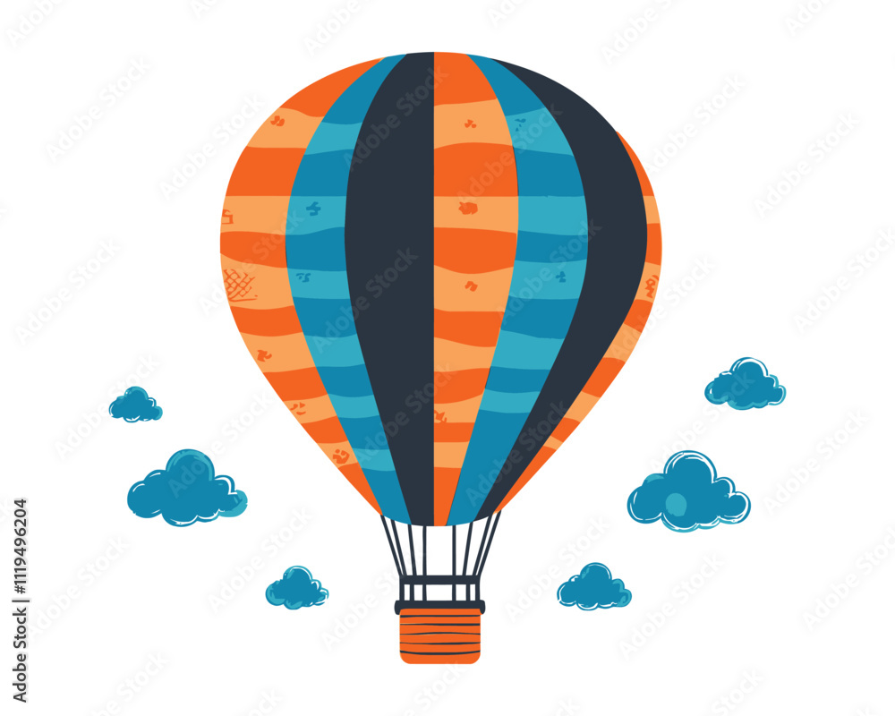 Obraz premium Hot Air Balloon with Striped Design Floating Gracefully in the Sky