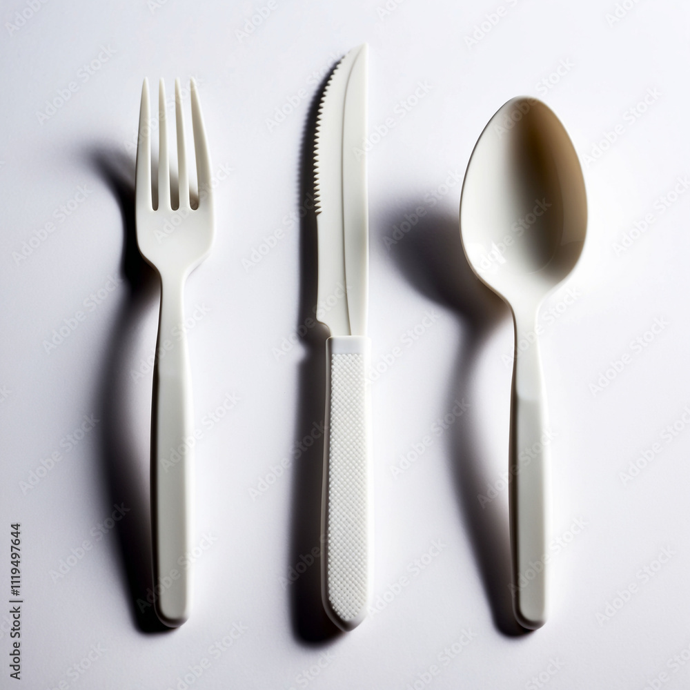 plastic cutlery spoon fork knife utensil recycling disposable.