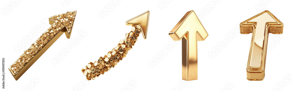Golden Arrows Collection on Transparent Background Golden Arrows Collection on Transparent Background