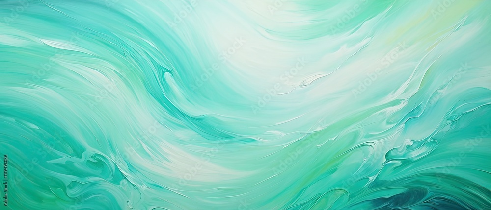 Vibrant Swirling Abstract Ocean Painting in Cool Blue and Green Tones Vibrant Swirling Abstract Ocean Painting in Cool Blue and Green Tones
