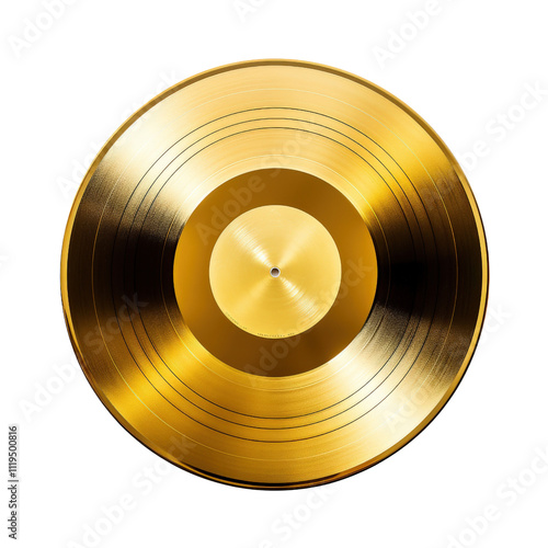 Gold vinyl record  isolated on transparent background Png	
 photo