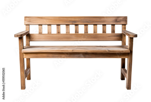 Wooden chair or wood bench isolated on transparent background Png 