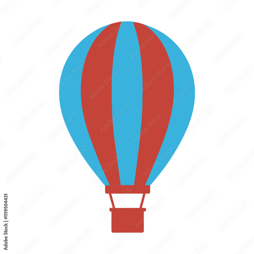 Fototapeta premium Hot Air Balloon Gliding Peacefully Through Clouds, Flat Vector Illustration