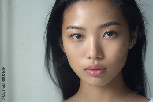 Beautiful young asian woman with clean fresh skin Generative AI