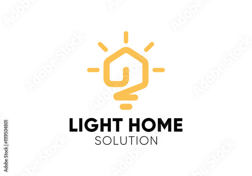 house with lamp logo. creative energy bright house vector design template