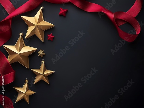 A red ribbon with the star on it 