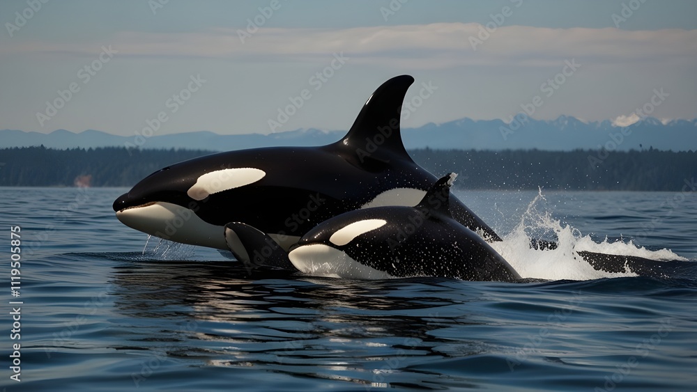 Obraz premium two dolphins jumping