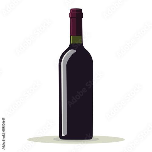 Minimalist Illustration of a Wine Bottle with Red Cap in Flat Vector Design