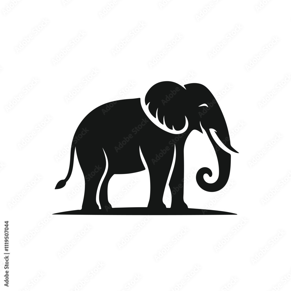 Obraz premium Creative simple Elephant silhouette vector Style with white background