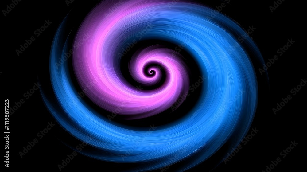 Abstract swirling vortex of blue and pink hues on black background. Perfect for design, technology, and artistic projects. Abstract swirling vortex of blue and pink hues on black background. Perfect for design, technology, and artistic projects.