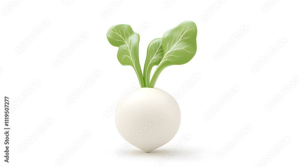 3D White radish icon on a white background 3D White radish icon on a white background