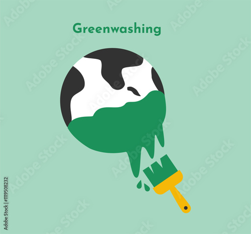 Greenwashing the world Illustration. Sustainability Greenwashing vector icon illustration suitable for infographic, sustainability campaign, education and awareness. 