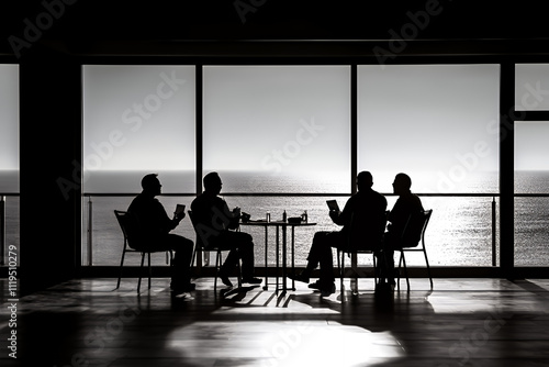 silhouettes of people on a meeting