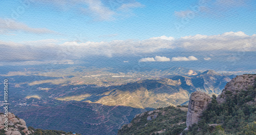 Mountain range with a city in the distance