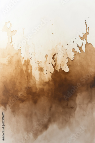A brown stain appears prominently on a white surface, showcasing a striking visual contrast