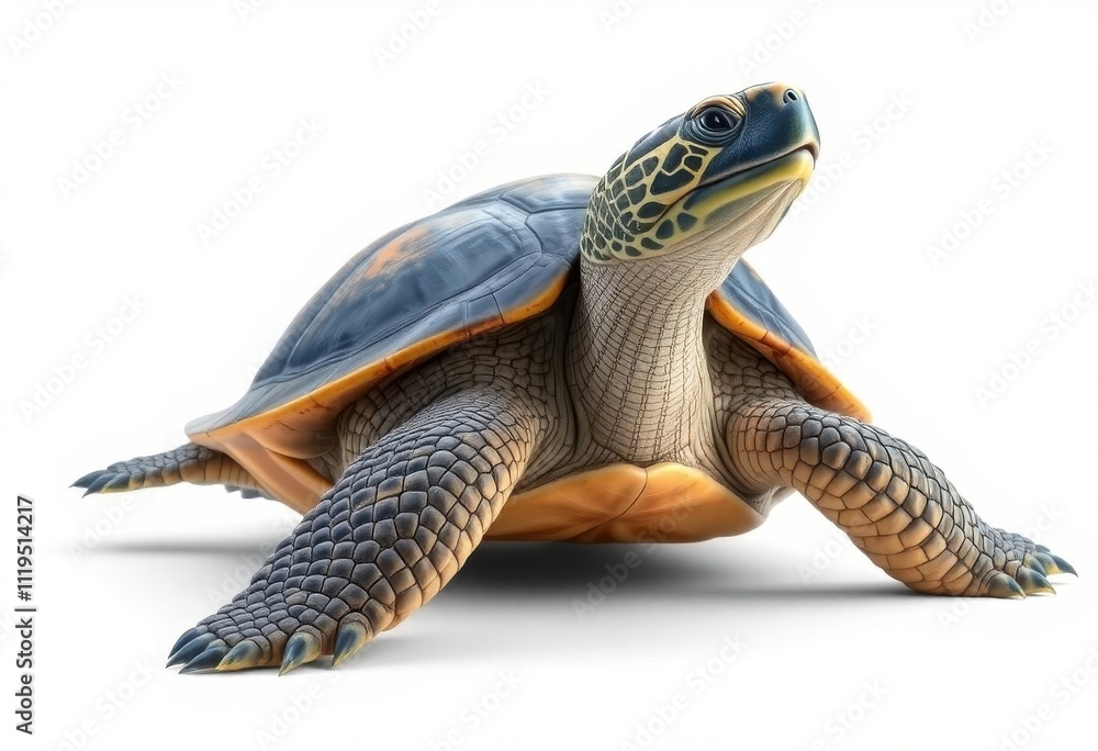 a turtle that is sitting on a white surface a turtle that is sitting on a white surface