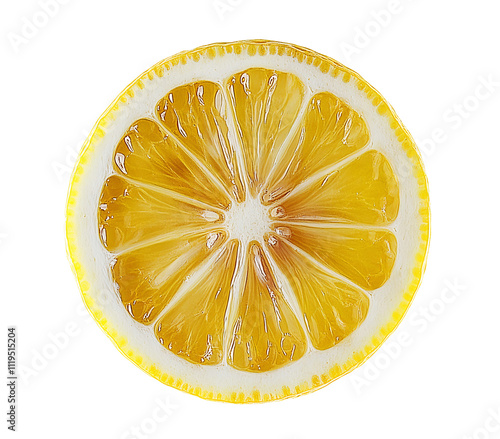lemon slice macro photography on white background