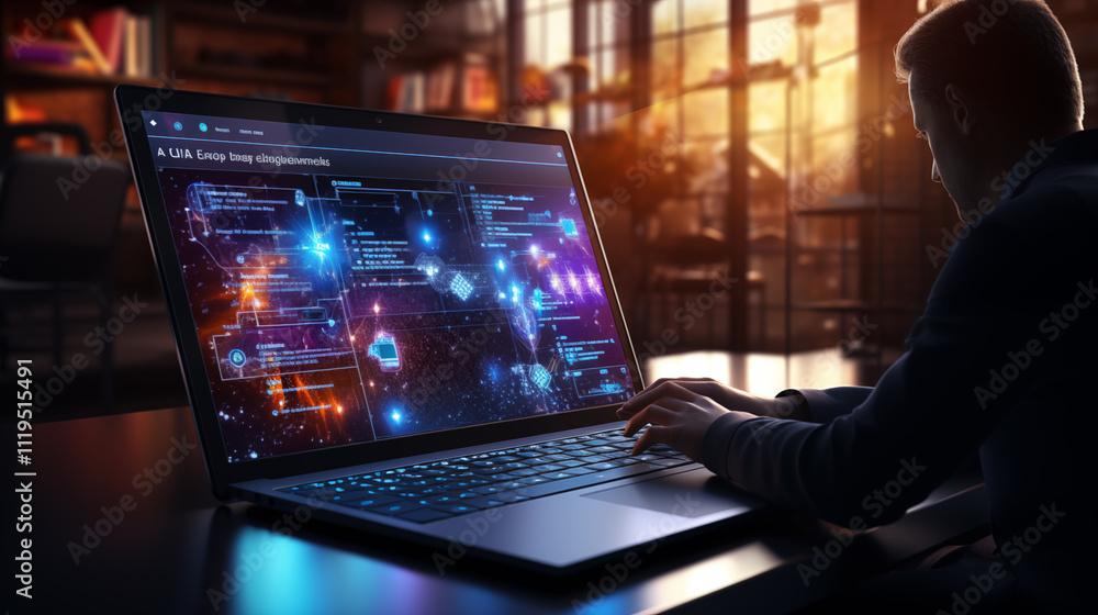 Futuristic Artificial Intelligence Concept with Glowing Neural Network and Digital Patterns Futuristic Artificial Intelligence Concept with Glowing Neural Network and Digital Patterns